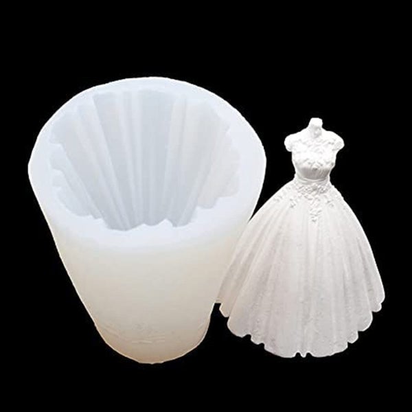 Wedding Dress Resin Mould Silicone Candle Soap Cake Topper Mold Carousel 13