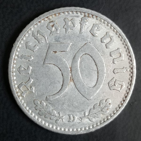 Nazi Germany 50 Reichspfennig Coin $1 Reserve Carousel 2