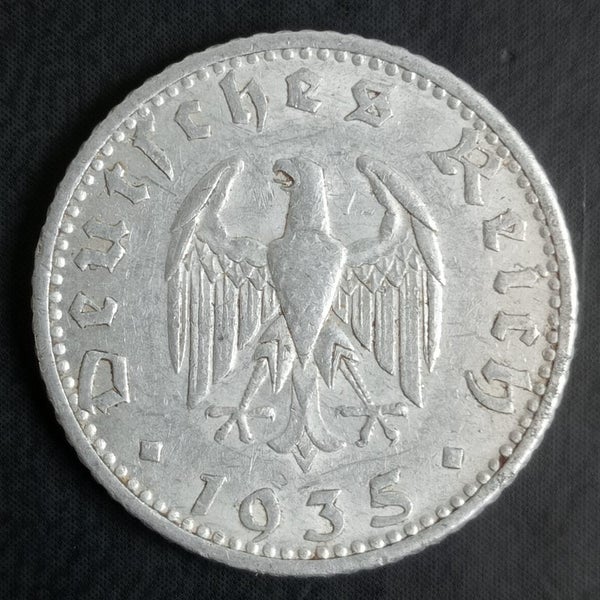 Nazi Germany 50 Reichspfennig Coin $1 Reserve Carousel 1