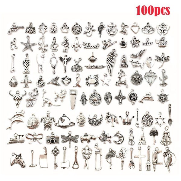 100pcs Craft Supplies Small Antique Silver Charms Pendants Carousel 1