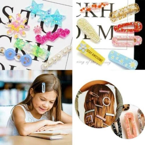 Alligator Hair Clips Barrettes Hair Pin Glitter DIY Making Kit Carousel 1