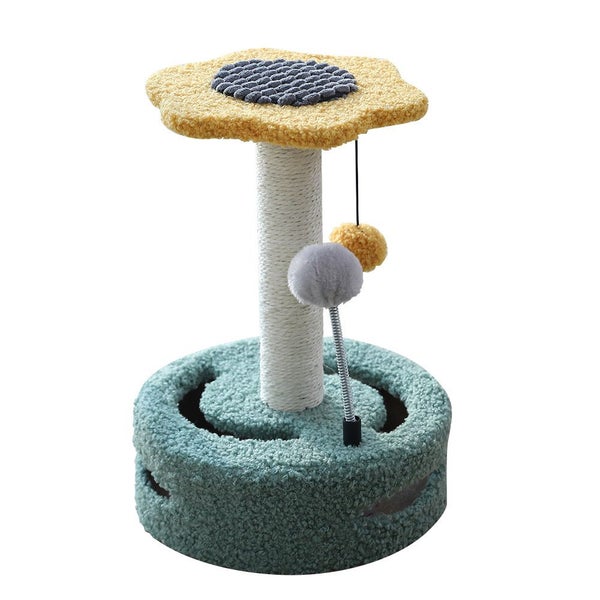 Furbulous Daisy Cat Scratching Post with 2 Bobs and Play Compartment Carousel 1