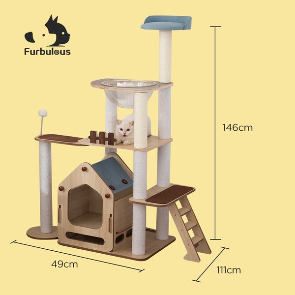 Furbulous 1.46m Cat Tree Mega Cat Tower and Scratching Post - Windmill style Carousel 2