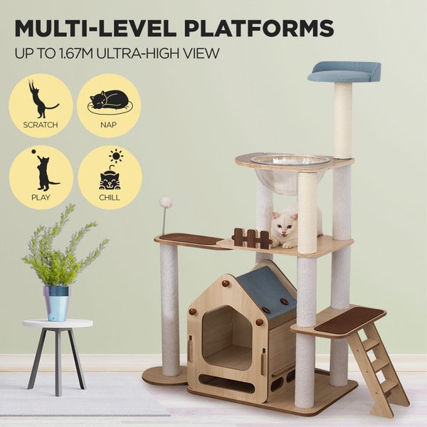Furbulous 1.46m Cat Tree Mega Cat Tower and Scratching Post - Windmill style Carousel 9