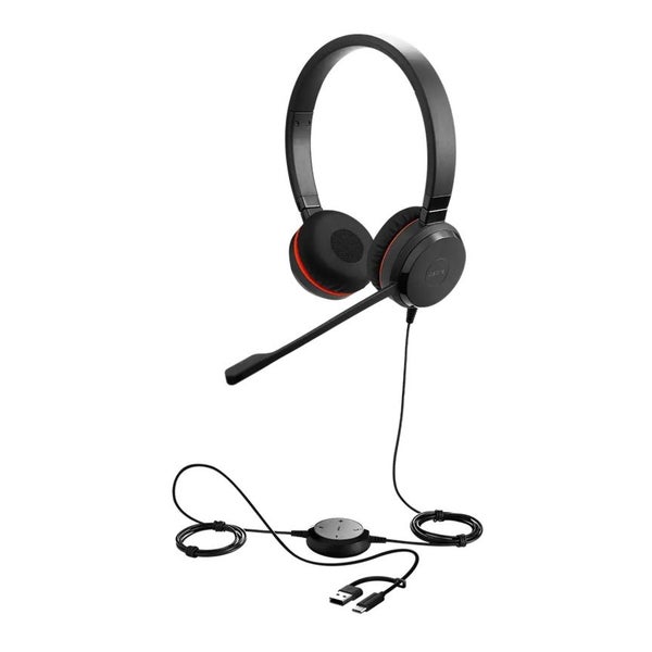 Jabra Evolve 20 SE MS Stereo USB Headset - USB-C/A Adaptor, Leatherette Ear C... Carousel 1