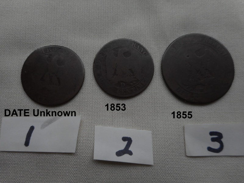 Napolean III Coins (3) Empire Francais Cinq Centimes. Carousel 1