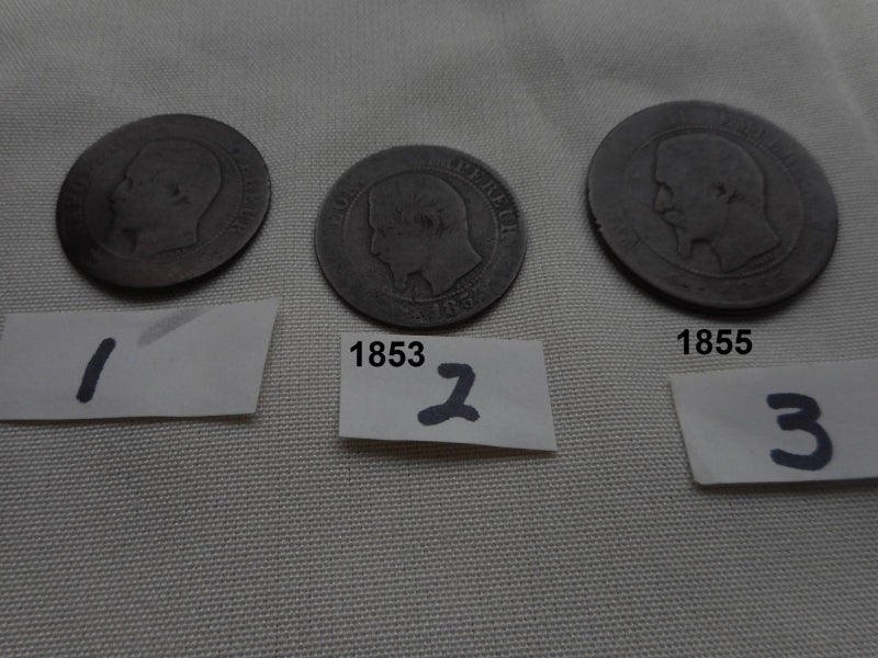 Napolean III Coins (3) Empire Francais Cinq Centimes. Carousel 2