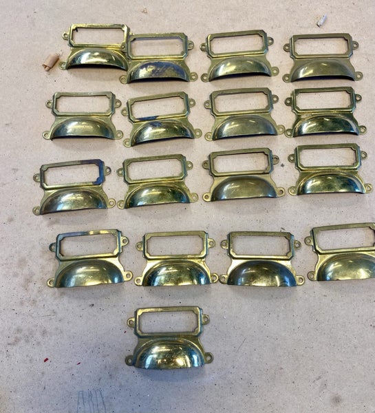 17 Vintage Brass label Pull Handles Carousel 1