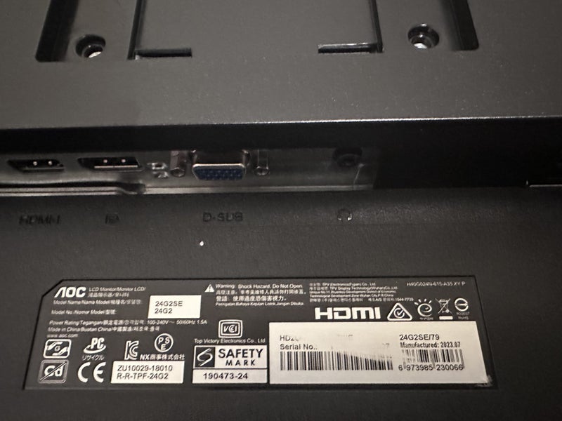 AOC 24G2SE 24" FHD 165Hz 1ms VA Gaming Monitor63614006456195114