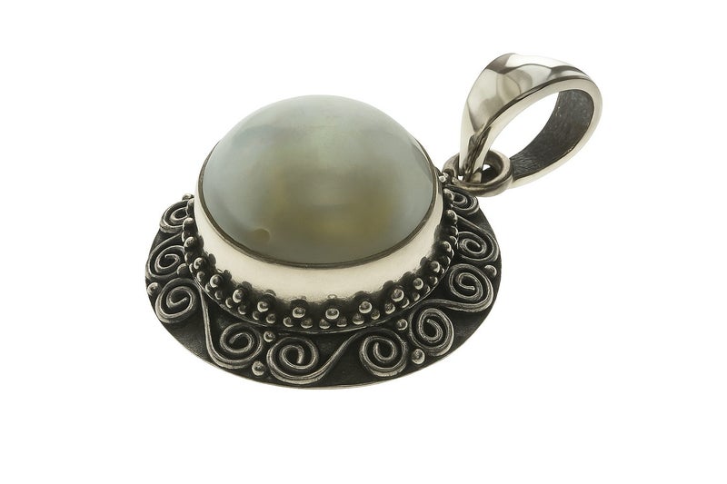 Pearl White Sterling Silver Pendant Carousel 1