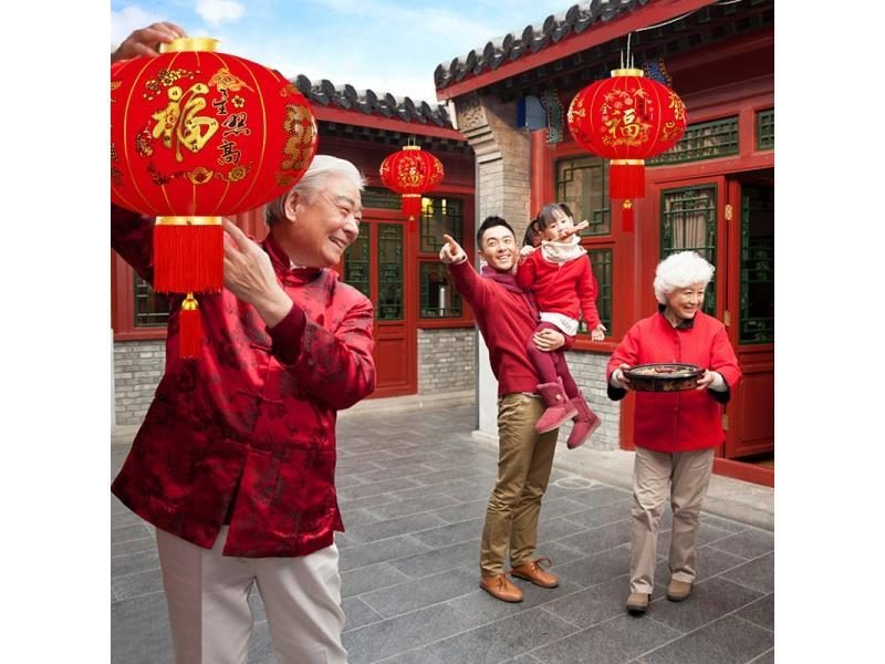 Chinese Flocking Red Cloth Lantern Spring Festival Door Hanging Lamp Street Carousel 2