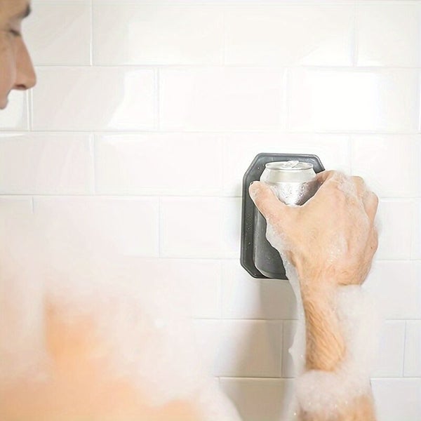 PP Sturdy Hard Plastic Shower Beer Holder Wall Mounted Beverage Can Rack Self... Carousel 2