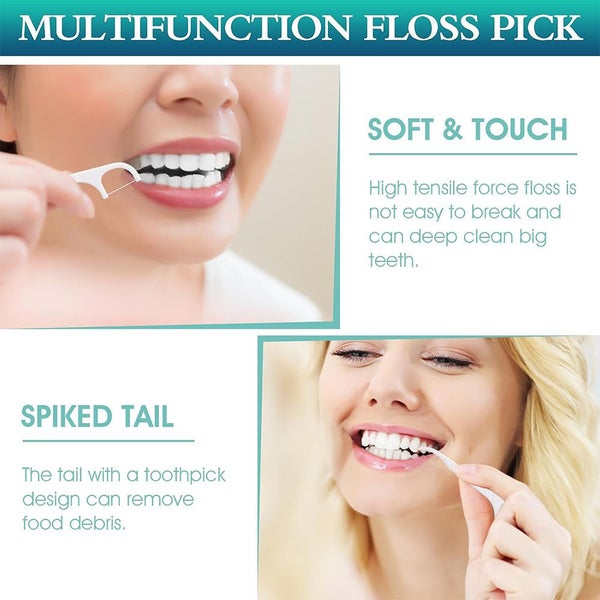 300 Pcs Floss Picks with Automatic Dental Floss Dispenser and Storage Case Set Carousel 2