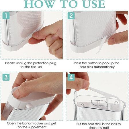 300 Pcs Floss Picks with Automatic Dental Floss Dispenser and Storage Case Set Carousel 5