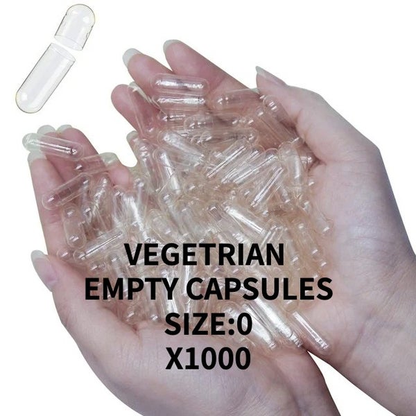 HPMC EMPTY CAPSULES - SIZE "0" VEGETARIAN x 1,000 Carousel 1