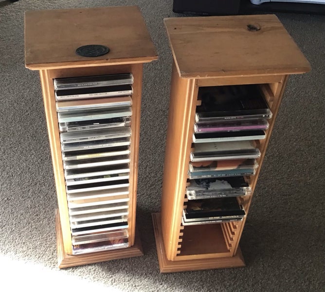 CDs in 2 Wooden Holders + Phillips Stereo with 4 Speakers Carousel 2