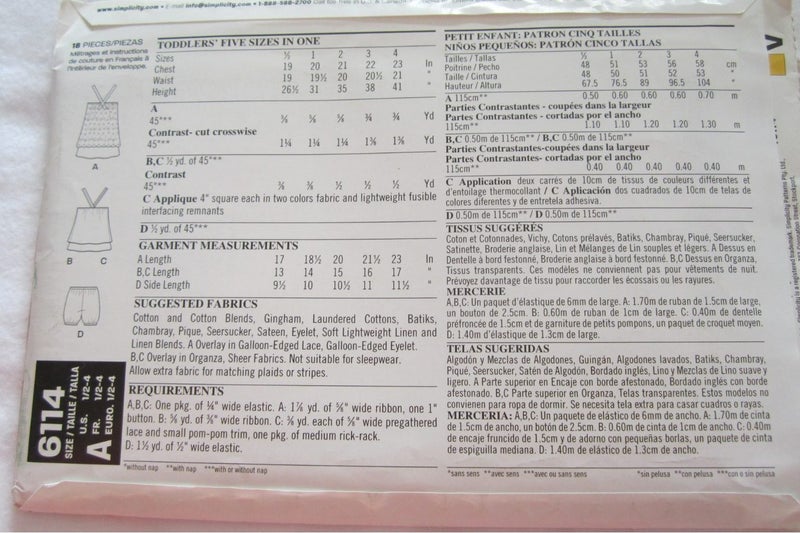 New Look 6114 - toddlers dresses, tops and pantaloons - Sizes : ½ - 4 Carousel 2