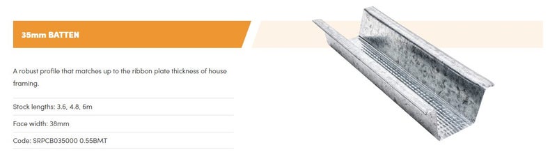 Ceiling Battens 35mm x 0.55bmt 6.0m Carousel 3