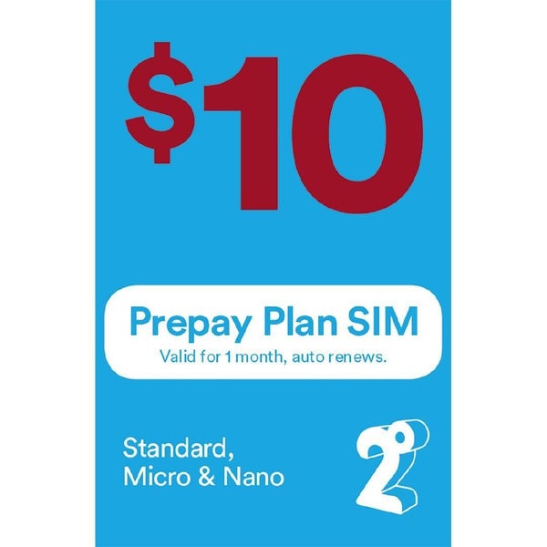 2Degrees $10 MONTHLY PREPAY PLAN SIM !! BRAND NEW !! Carousel 1