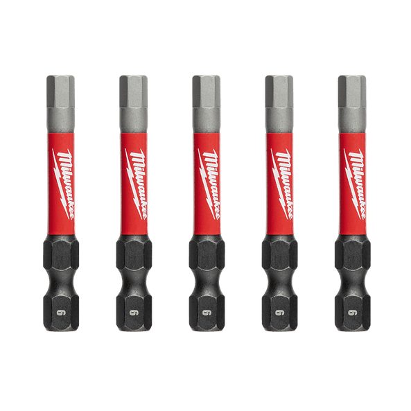 Milwaukee Shockwave Power Bit Hex 6mm x 50mm Pack of 5 Carousel 1