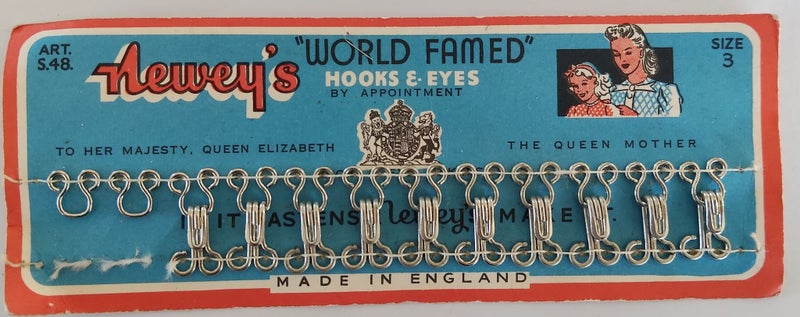 Various original 8 cards of vintage hooks and eyes Newey's brand Carousel 2