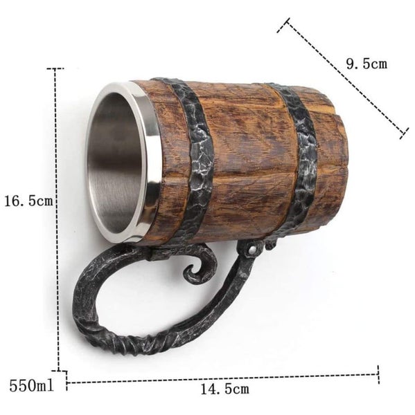 Viking Wood Style Beer Mug Viking Cup 550ml Carousel 2