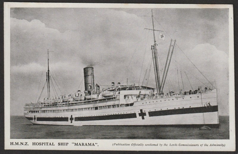 Postcard - WW1 NZ Hospital Ship "MARAMA" Carousel 1