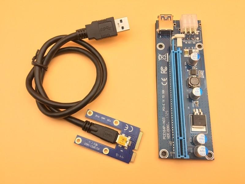 New Mini PCI-E To 16x Riser Card USB3.0 To PCIE For Bitcoin Miner Carousel 1