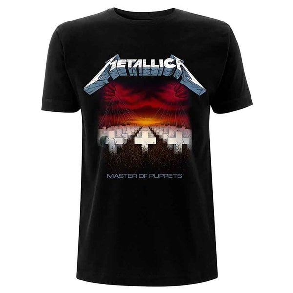 Metallica T Shirt Master of Puppets Tracks Band Logo new Official Mens Black Carousel 1