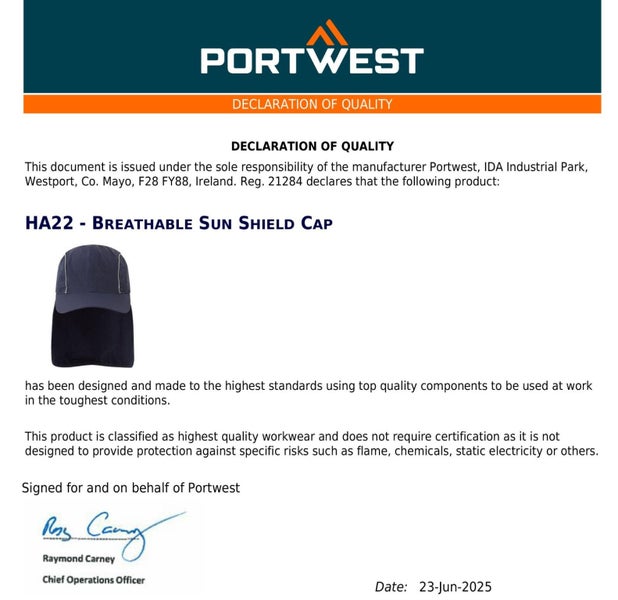 2x Portwest Breathable Sun Shield Cap Reflective Safety Work Hat Neck Protect... Carousel 8