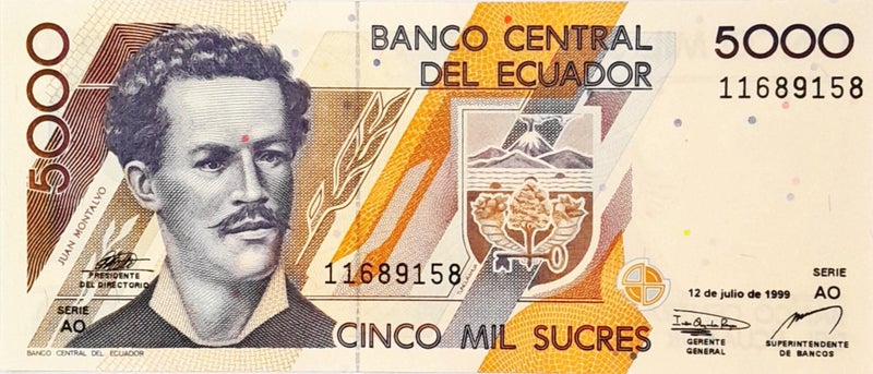 ECUADOR 1999 5000 Sucres banknote (Galapagos Tortoise) UNC Carousel 1