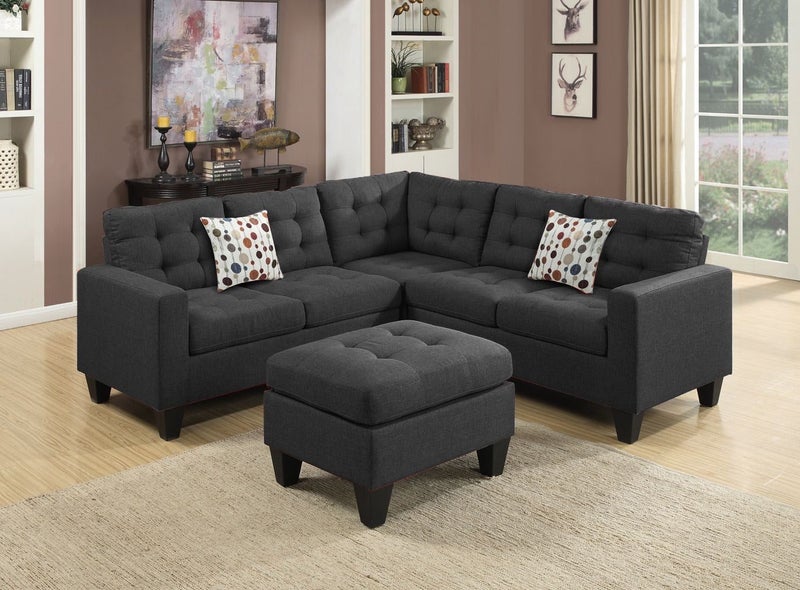 Woodley Sectional Reversible Sofa Dark grey (Laf Loveseat+Raf Loveseat & Otto... Carousel 1