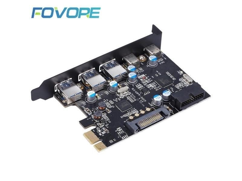 PCI Express Card To 7 Ports USB Hub 3 USB 3.0 2 USB3.1 Type C 20PIN Carousel 1