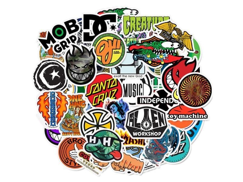 50 PCS Skateboard Logo Waterproof Stickers For Luggage Etc. Carousel 1