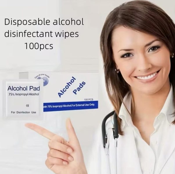 75% Alcohol Prep Pads 100Pcs Individually Wrapped for Cleaning & Disinfection Carousel 3