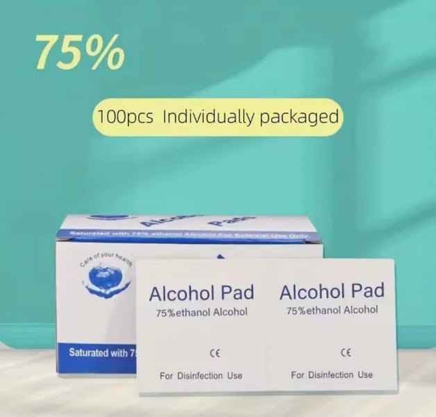75% Alcohol Prep Pads 100Pcs Individually Wrapped for Cleaning & Disinfection Carousel 1