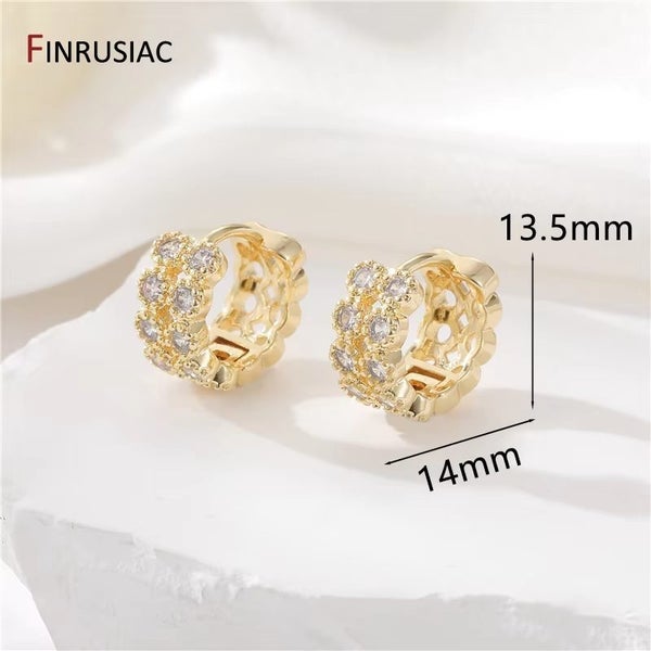 Ladies Big Gold Circle Ring Earrings New Trendy Real Gold Plated Round Hoop Carousel 1