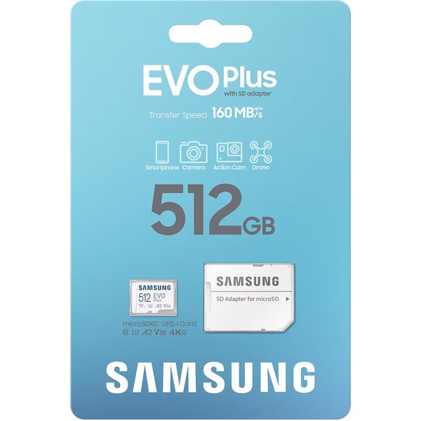 Samsung EVO PLUS microSDXC Memory Card - 512GB Includes Adapter - Read up to Carousel 2