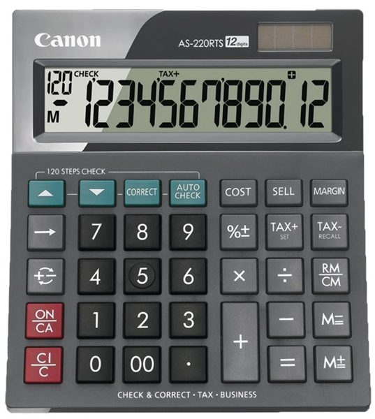 Canon AS220RTS 12 Digit Premium Digital Desktop Calculator Carousel 1