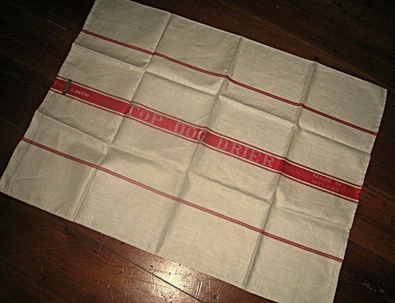 LARGE VINTAGE PURE IRISH LINEN TEA TOWEL Carousel 3