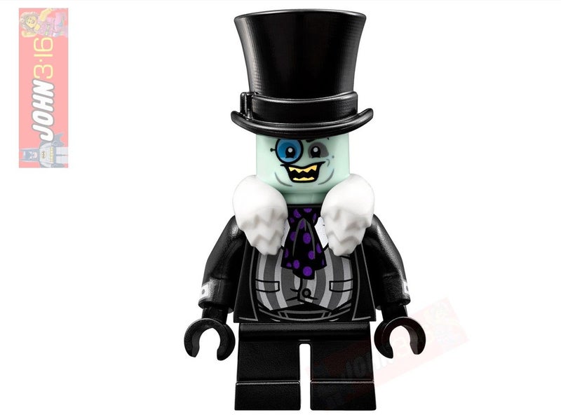 AWESOME LEGO SUPER HEROES MINIFIGURE - THE PENGUIN with WHITE FUR COLLAR (2017) Carousel 1