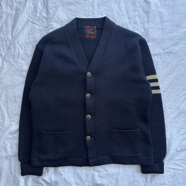 Vintage 1950s Grewé Wool Varsity Knitted Cardigan Carousel 1