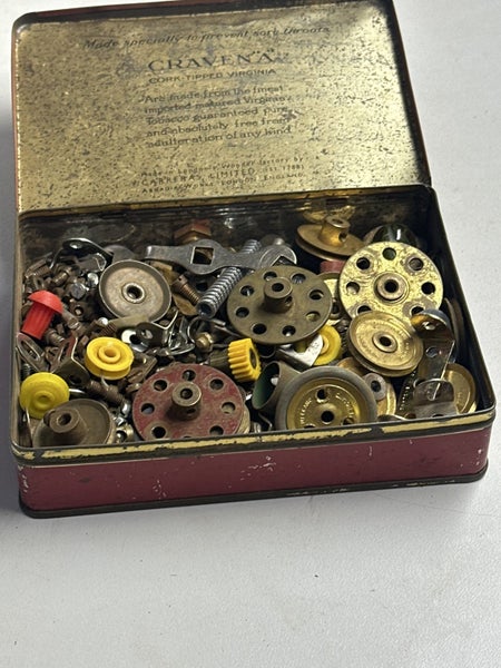 Meccano Cigarette Tin of assorted small parts, Nuts & Bolts Carousel 2