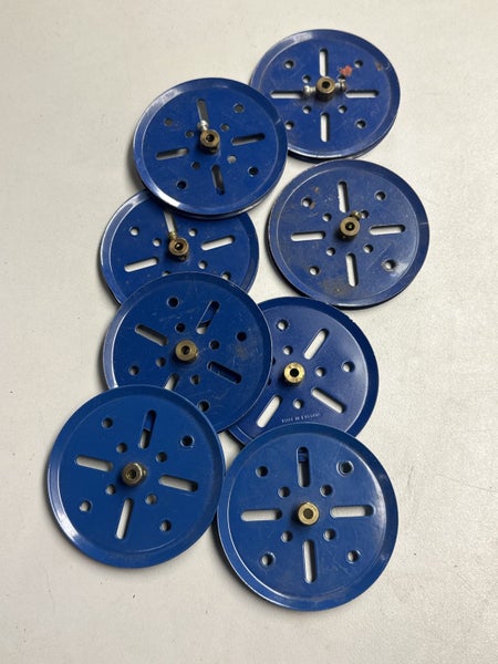 Meccano 3” Pulley Blue x 8 Carousel 1