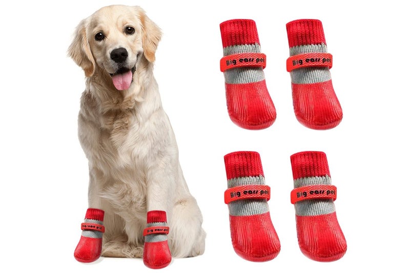 Waterproof Anti Slip Pet Shoes with Rubber Sole for Indoor and Outdoor Use -Red Carousel 2