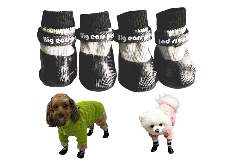 Waterproof Anti Slip Pet Shoes with Rubber Sole for Indoor and Outdoor Use-Black Carousel 1