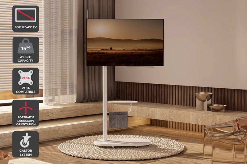 Kogan Portable TV Display Stand with Shelf for 17" - 43" TVs (White) Carousel 1