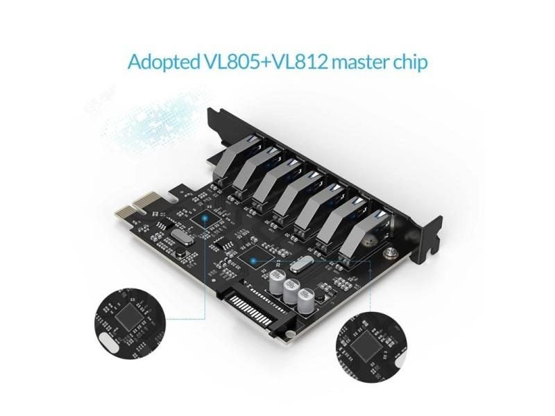 ORICO 7 Port USB 3.0 PCI-E Card With 15pin SATA Power Connector VL805 VL812 Carousel 1
