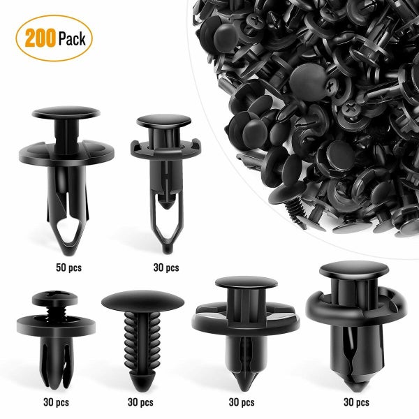 Universal Plastic Fender Clips,200 Pcs Push Bumper Fastener Rivet Clips Carousel 1