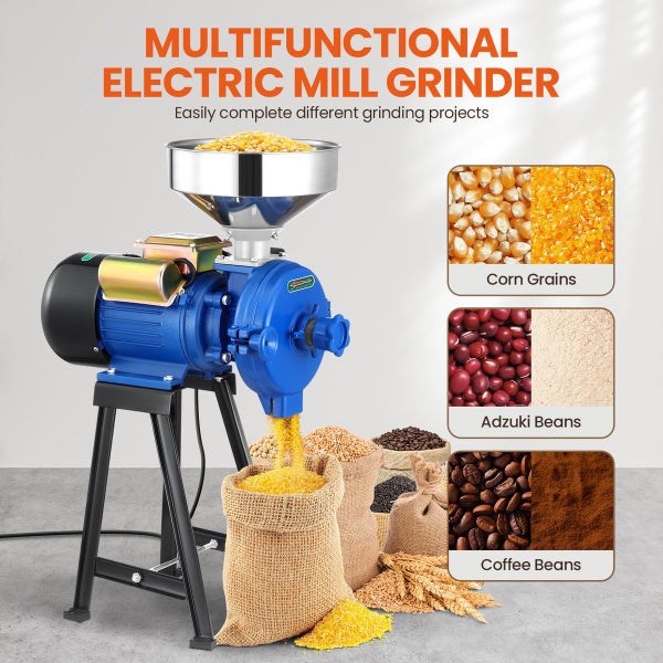 Electric Grain Mill Grinder Machine for Commercial Home Coffee Bean Spice 3000W Carousel 2
